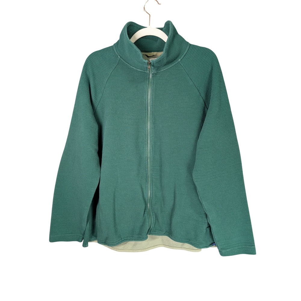 LL Bean Lakewashed Double Knit Jacket Womens Plus 1X Green Full Zip